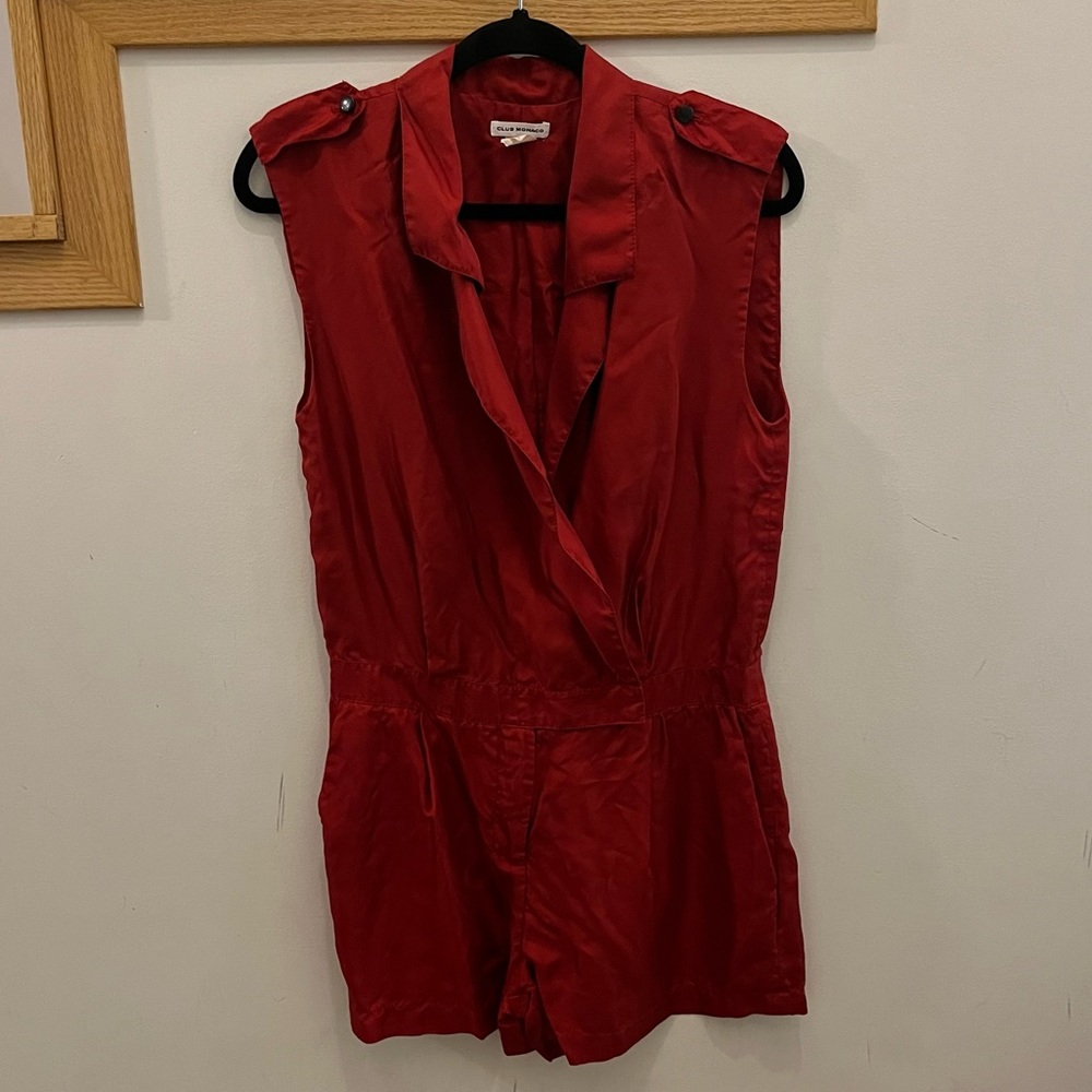 Red Satin Sleeveless Romper (Size 2)